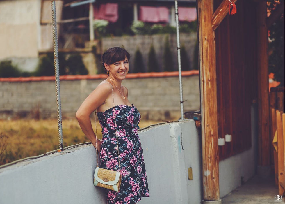 a happy girl in a dress