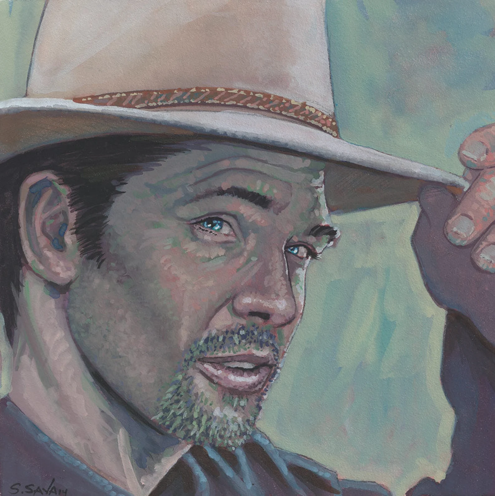 Raylan Givens from Justified! Gouache Painting