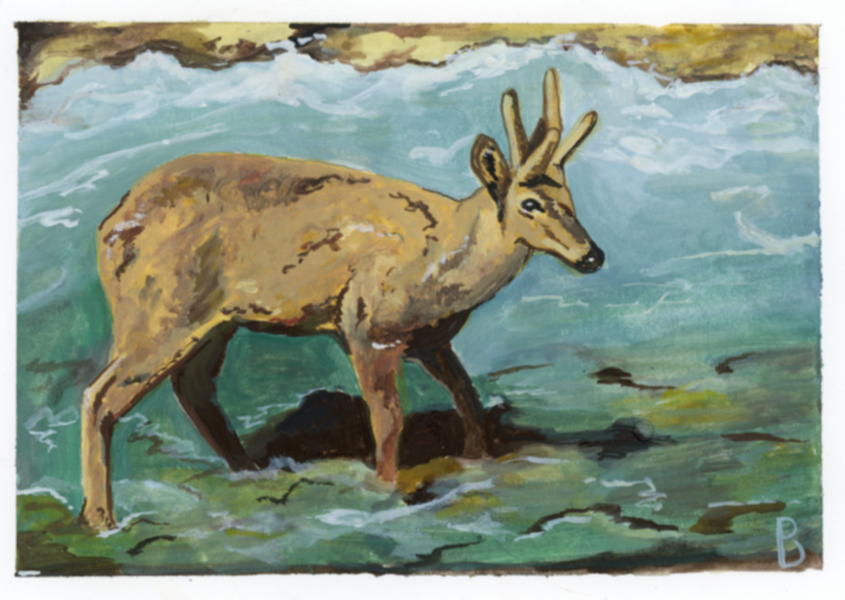 Huemul Deer - Original Gouache Painting