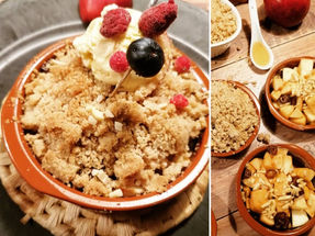 Apple Crumble mit Datteln & Mandeln , Genuss pur.. mit oder ohne Weinbrandt.....