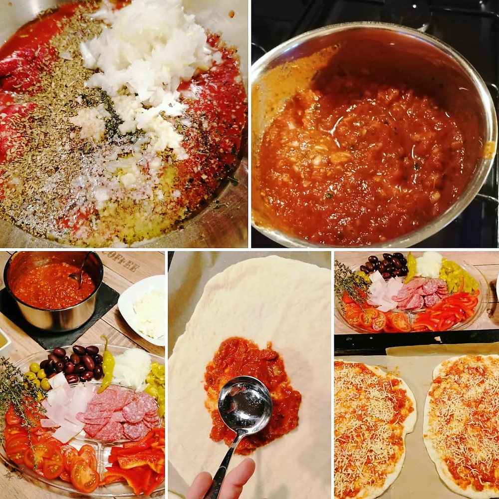Pizzateig wie vom Italiener, mit lecker gewürzter Tomatensoße a´la bella