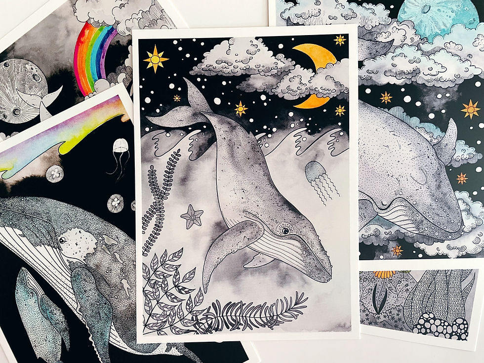 Thumbnail: Celestial Whales Postcard Set