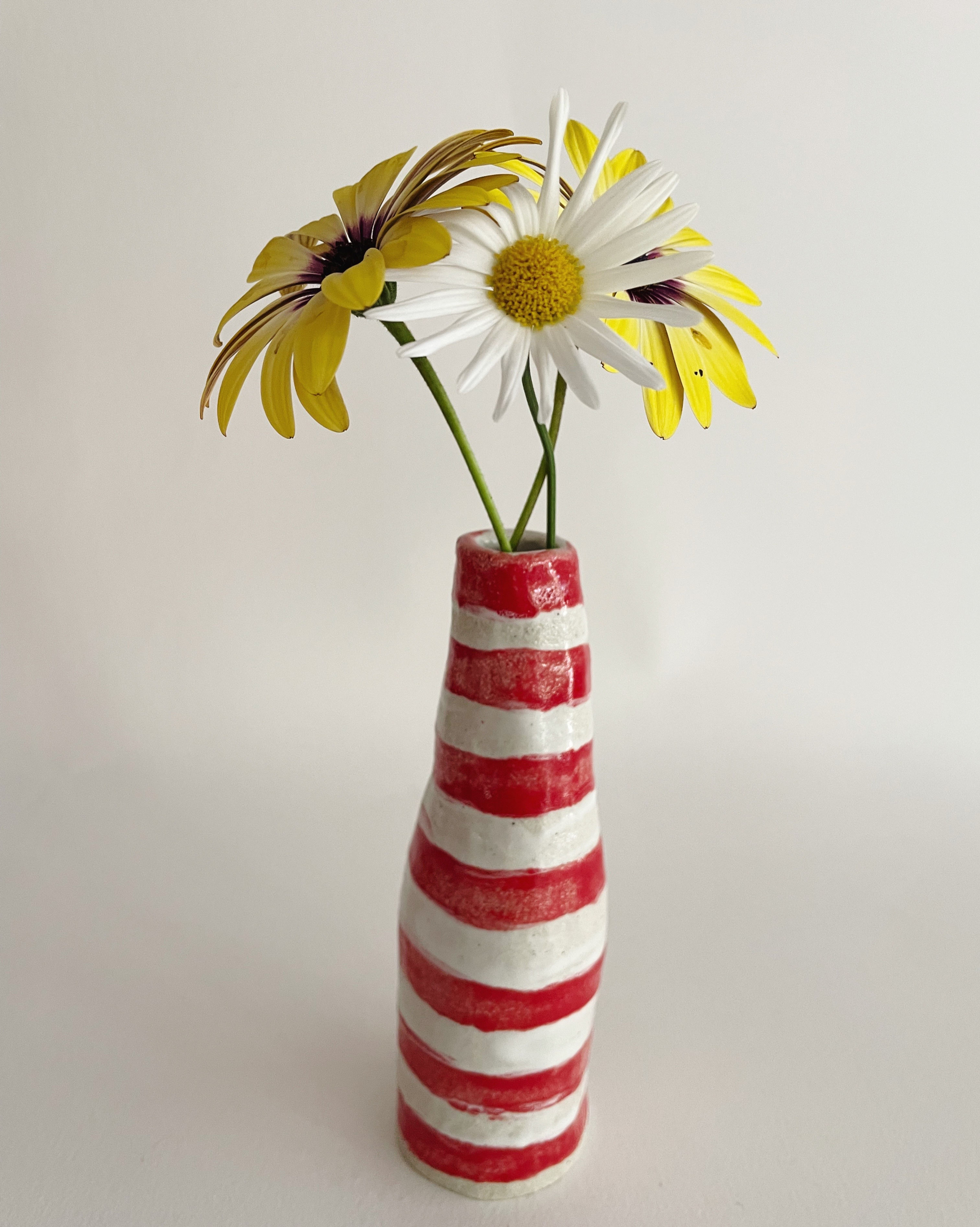 Strawberries and Cream Striped Vase