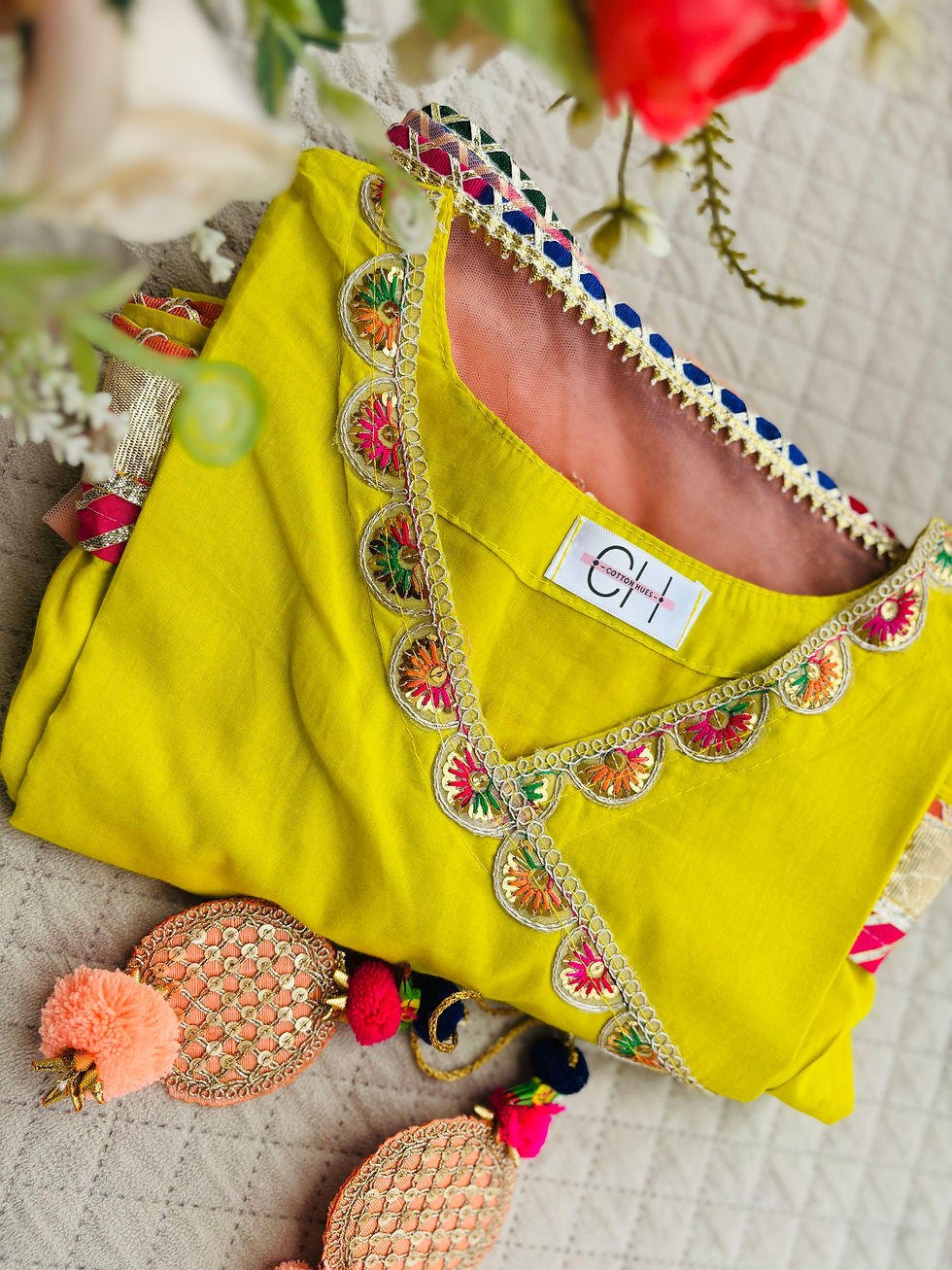 Thumbnail: Vaar Tyohaar - Nimboo sunehri Suit Set 