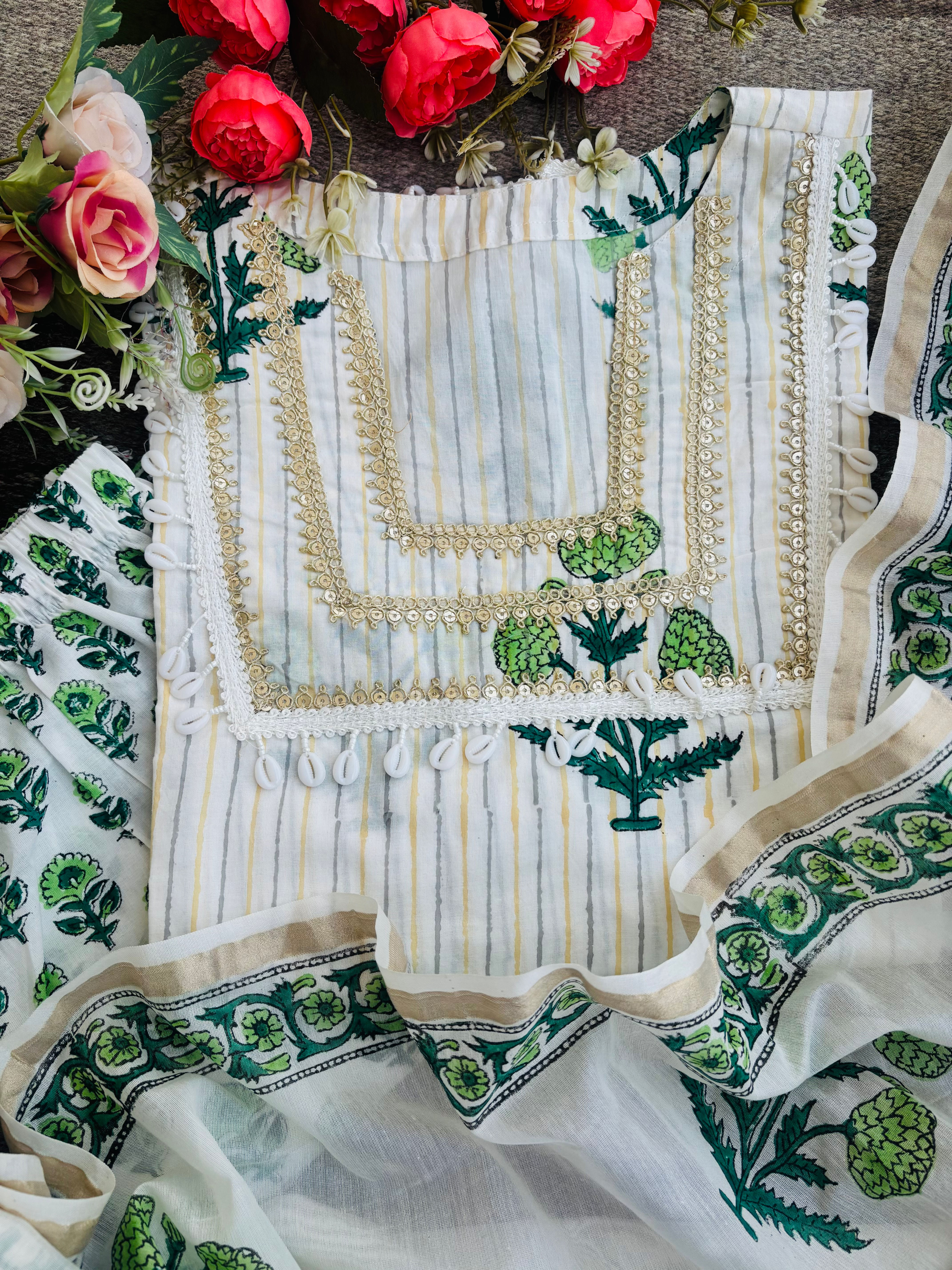 Phulera - Green Mughal Short kurta Set