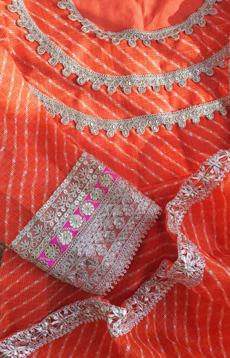Thumbnail: Vaar Tyohaar - Maharani Suit Set (Orange) Straight Cut