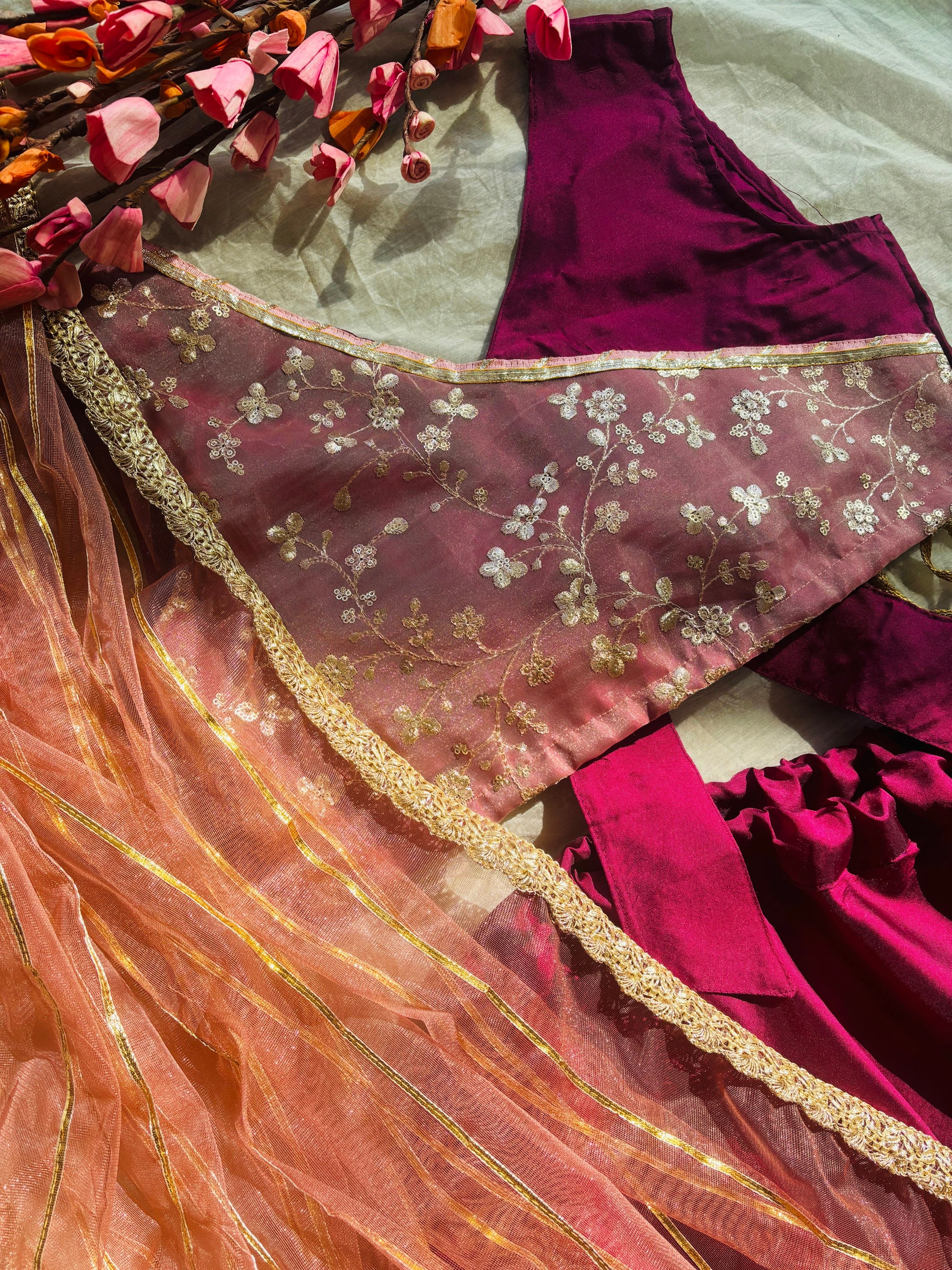 Mini Ghagra Set - purple tafetta (CH Mini)