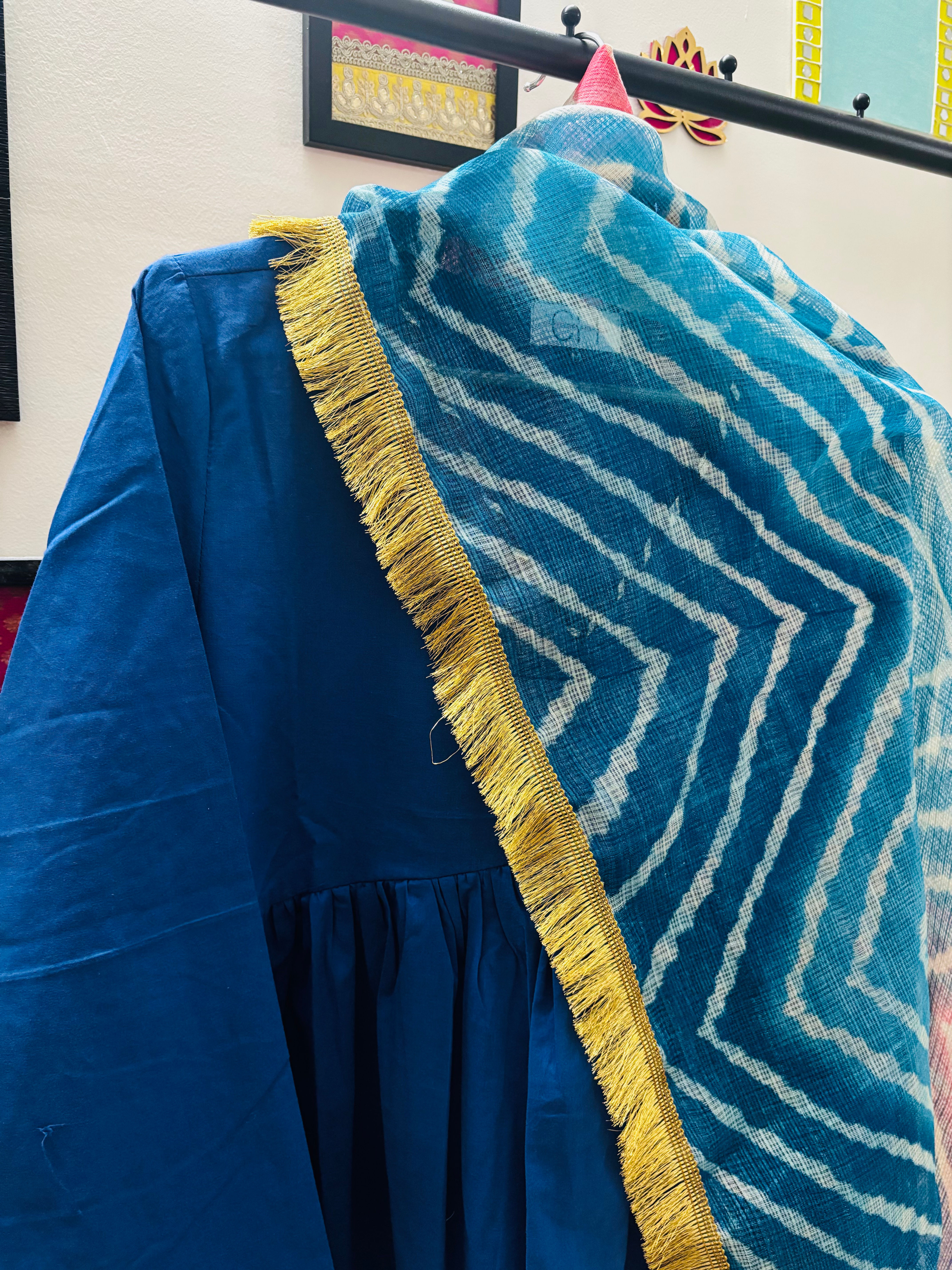 Saadgi - Royal blue doriya dupatta set