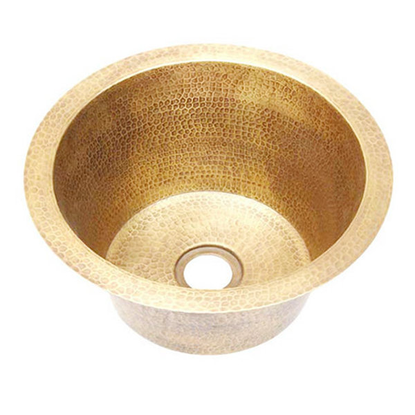 Bar Sink Round Hammered Brass by Hammermarc Copper & Brass