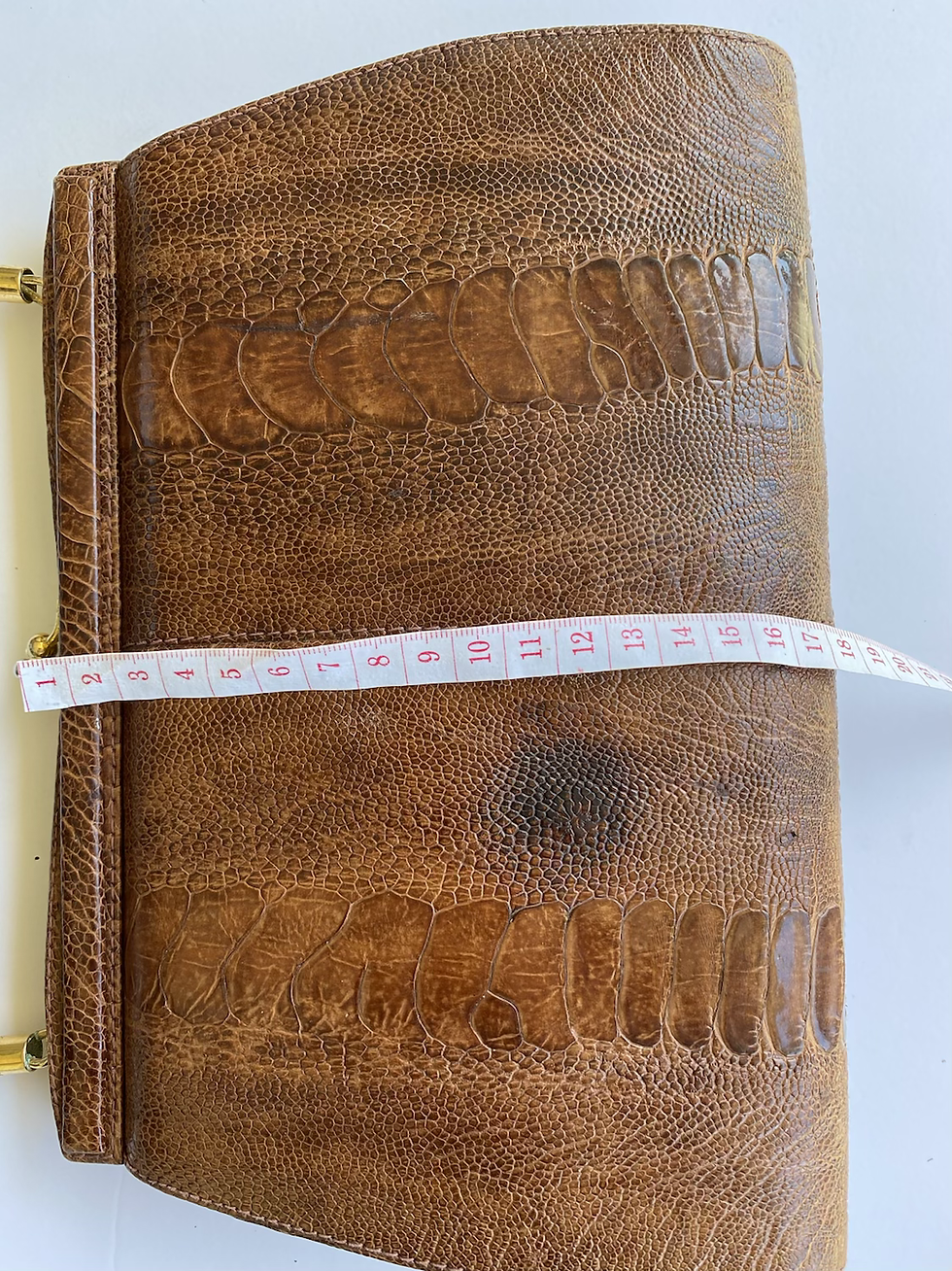 Thumbnail: 1970s vintage shoulder bag real ostrich leather tan 