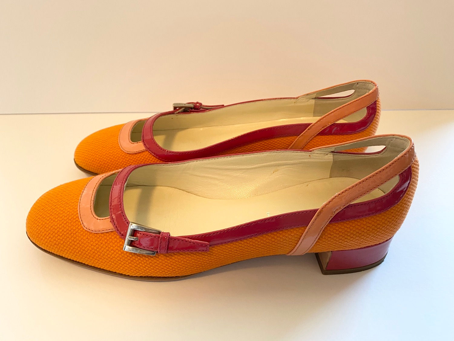 Prada Pink Orange Pumps Vero Cuoio Size 38 