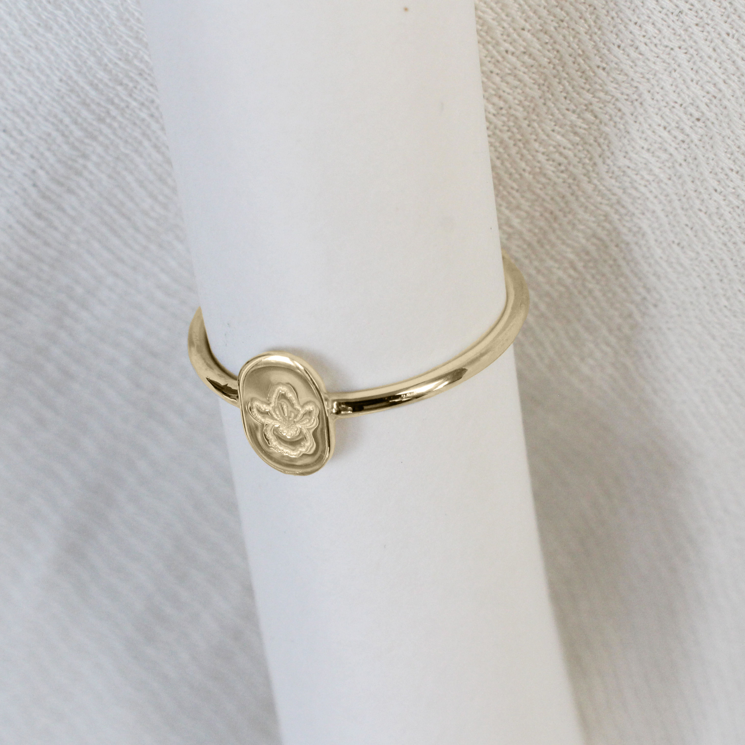 birth flower signet ring