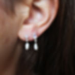 ROUND MOONSTONE AND RICE PEARL EARRINGS sterling silver