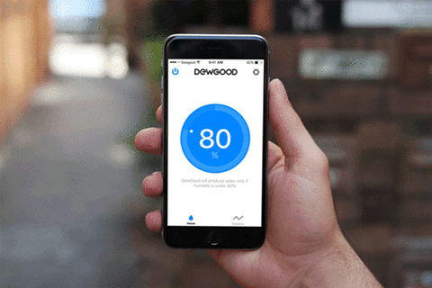 die app bietet eine komplett kabellose steuerung des dewgood via bluetooth. mit ihr kannst du die wasserproduktion und umgebung dauerhaft tracken. um energie zu sparen kannst du bestimmen, bei welchem feuchtigkeitslevel das gerät anspringen soll.
