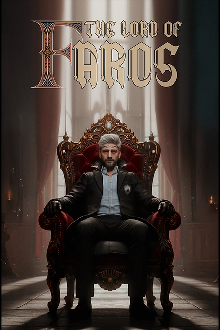 Cover of the first season of The Lord of Faros, original six‑episode series by Cuteteenager. Yaga seated on the throne
