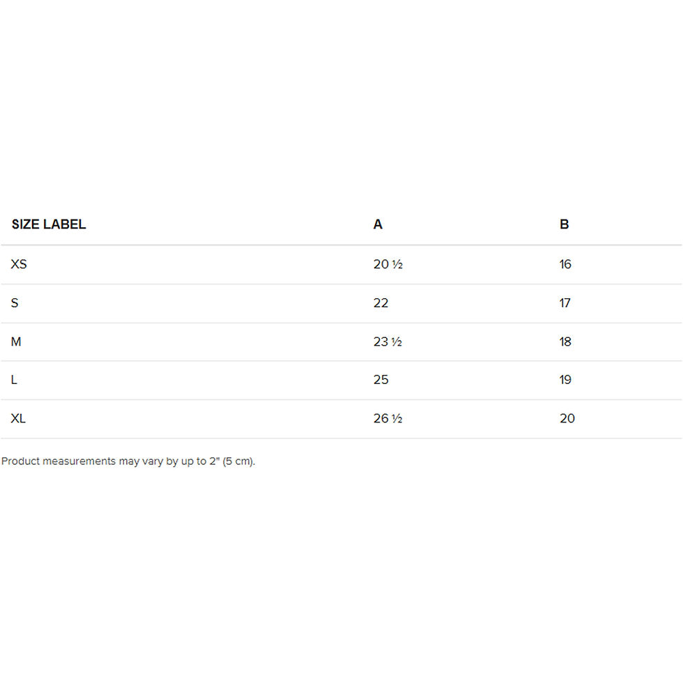 "Ice Queen" t-shirt size guide