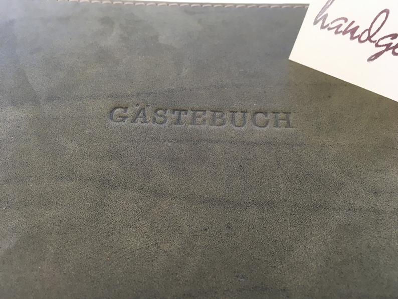 Miniaturbild: Gästebuch/Fotoalbum, Ledereinband Olive