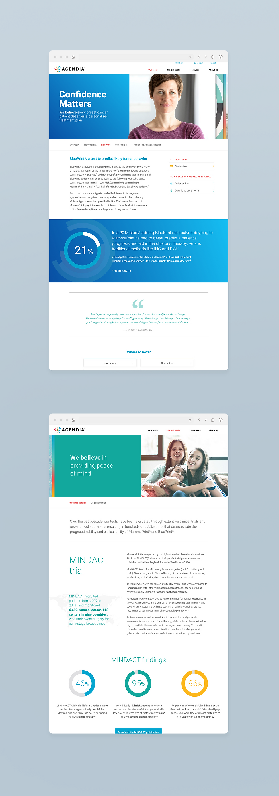 agendia website refresh desktop sample