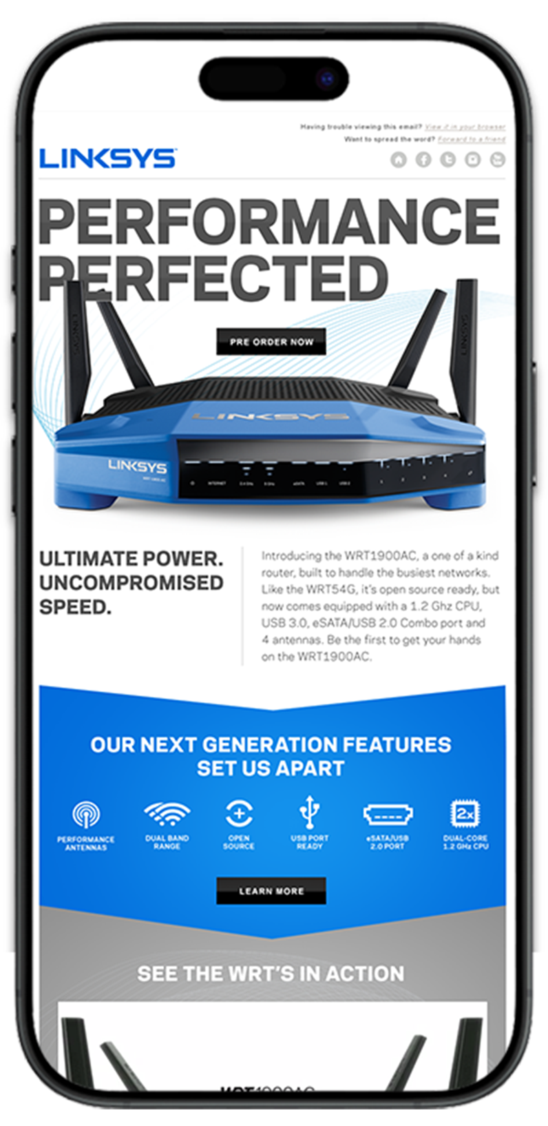 linksys wrt product redesign campaign mobile sample