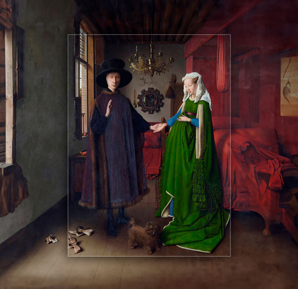 "The Arnolfini Portrait" de Jan van Eyck, por Kody Young. Foto: Reprodução / @heykody / Twitter.