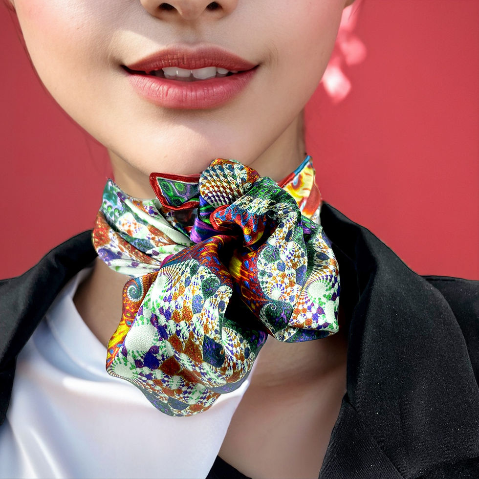 Thumbnail: Small Silk Neckerchief, "Circus Fractal"