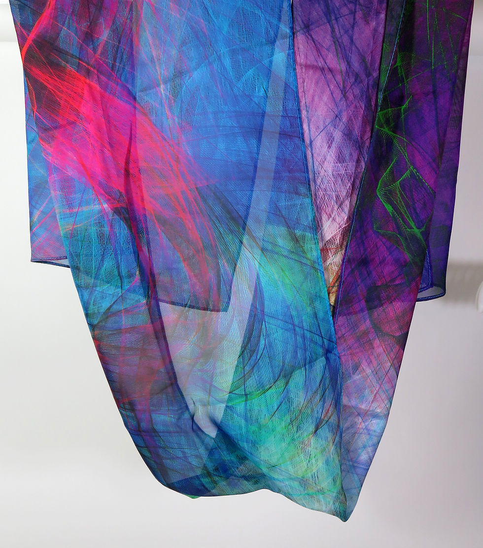 Thumbnail: Bright Colored Chiffon Scarf for Woman, ombre multicolor light silk scarf