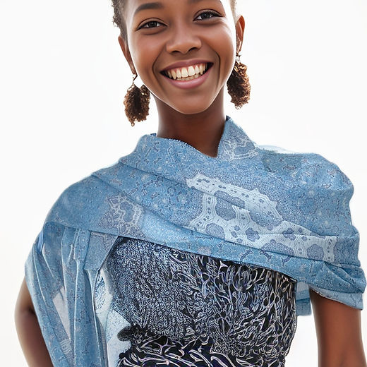 Orient Long Shawl in Light Powder Blue, Gift for Woman