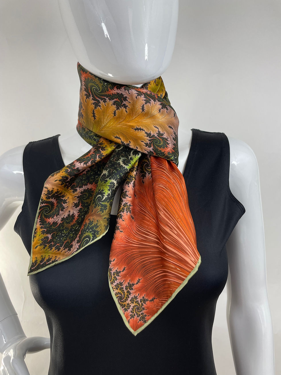 Thumbnail: Silk Satin Scarf for Woman, "Essex" Double-sided 36" Square