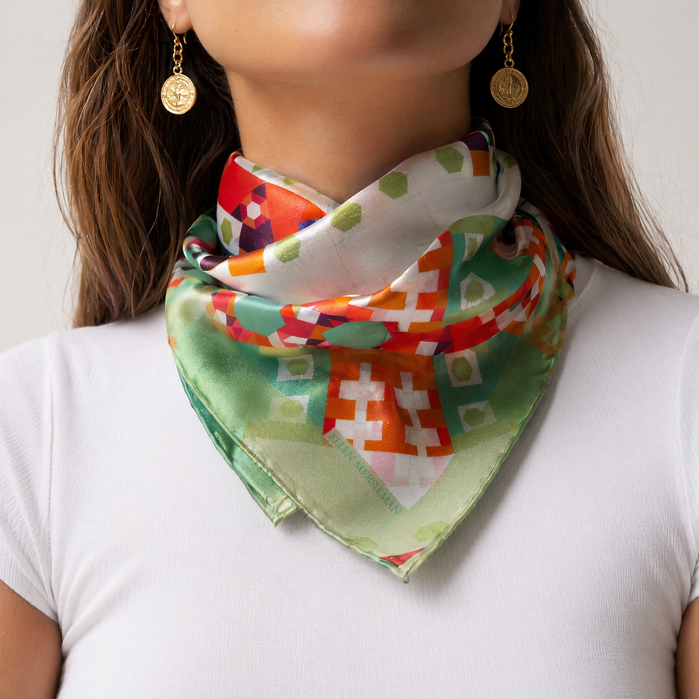 Thumbnail: Small Silk Scarf for Woman, "Coordinates"