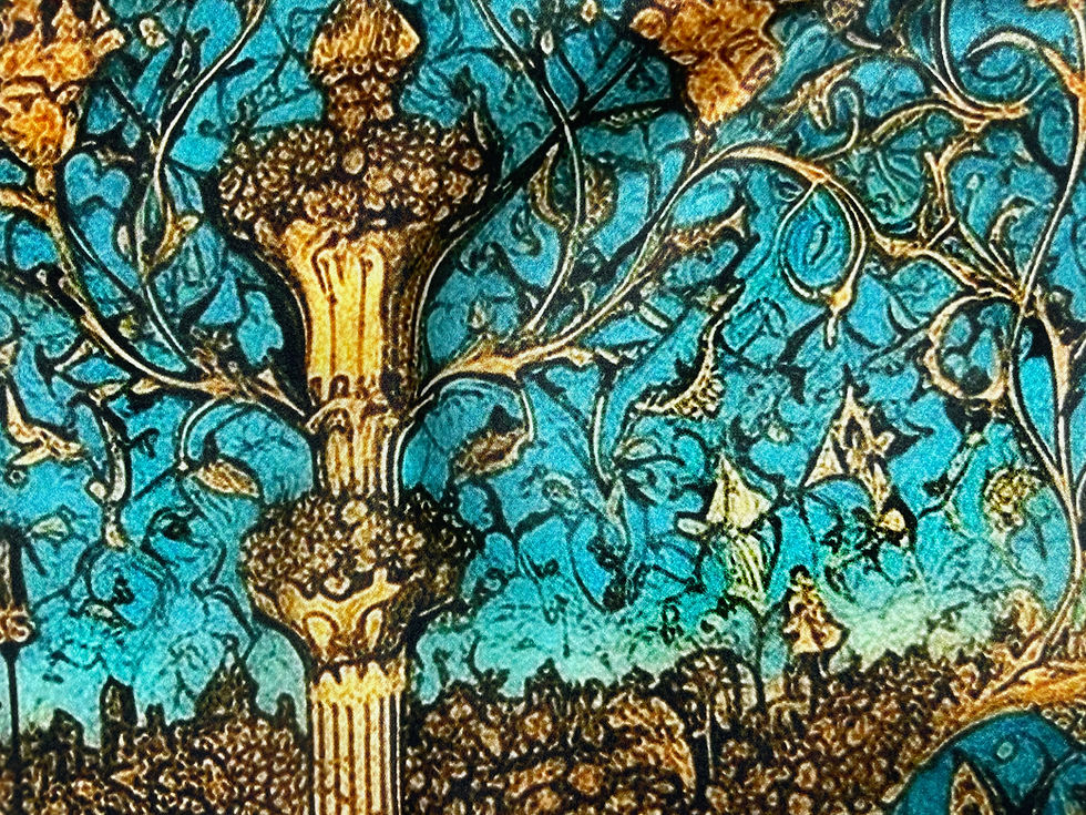 Thumbnail: Small Blue and Gold Silk Scarf, "The Garden of Rappaccini"