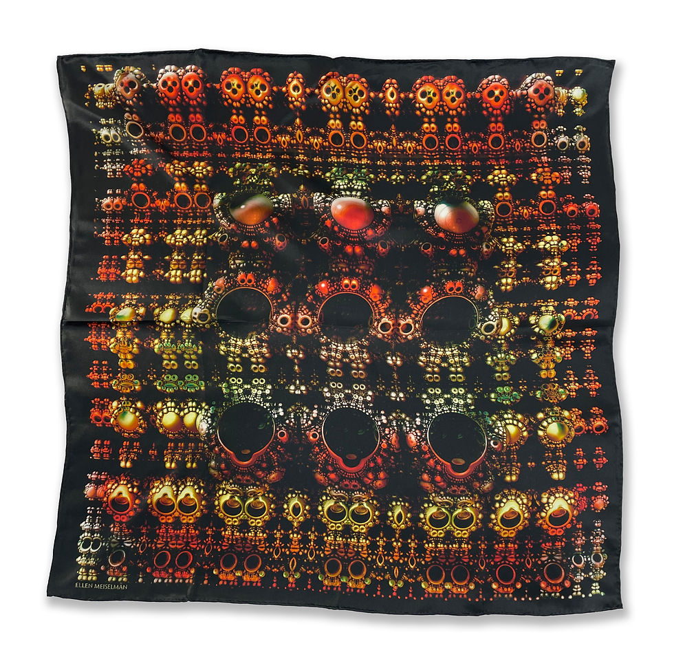 Thumbnail: Black Silk 25" Bandana:3D Fractal Festival Scarf