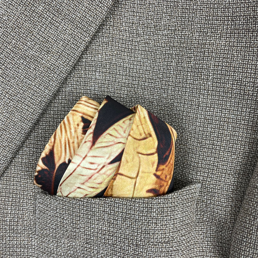 Thumbnail: Brown Silk Pocket Square, "Autumn Leaves" Design, Gifts for Men, Science gifts