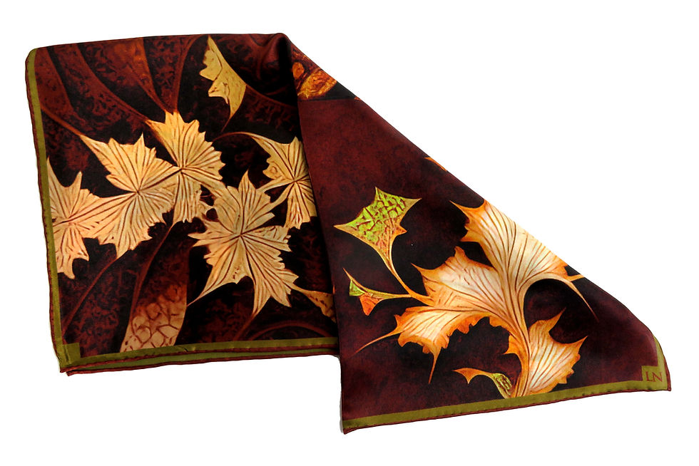 Thumbnail: Brown Silk Pocket Square, "Autumn Leaves" Design, Gifts for Men, Science gifts