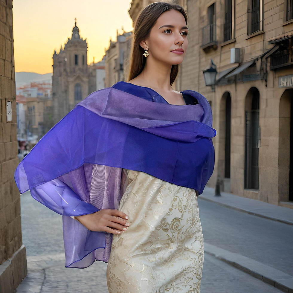 Thumbnail: Purple Ombre Scarf, Silk Chiffon Women's scarf, Violet Purple