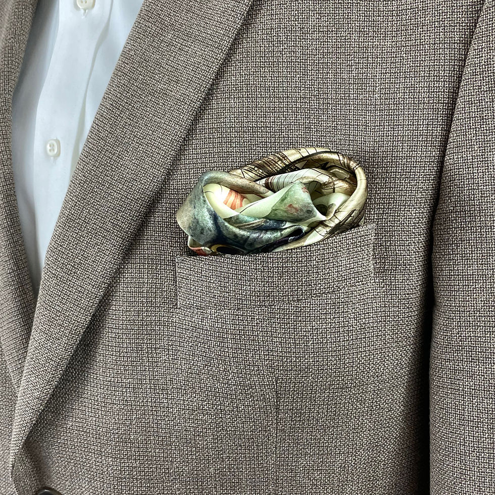Thumbnail: Silk Pocket Square, "Kraken" Design, Gifts for Men