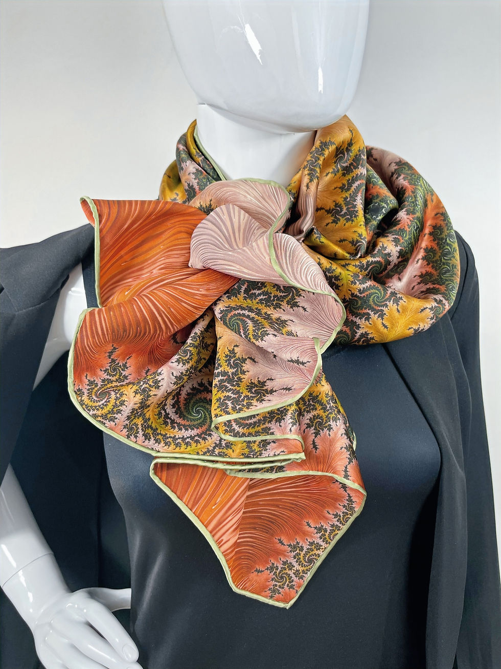 Thumbnail: Silk Satin Scarf for Woman, "Essex" Double-sided 36" Square