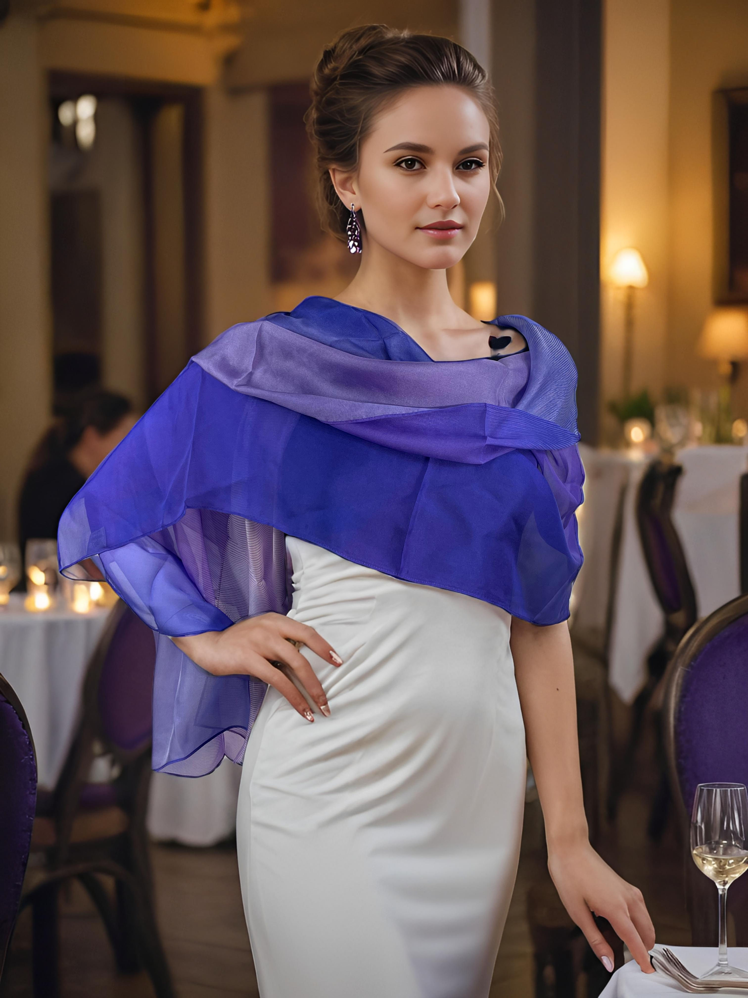 Purple Ombre Scarf, Silk Chiffon Women's scarf, Violet Purple