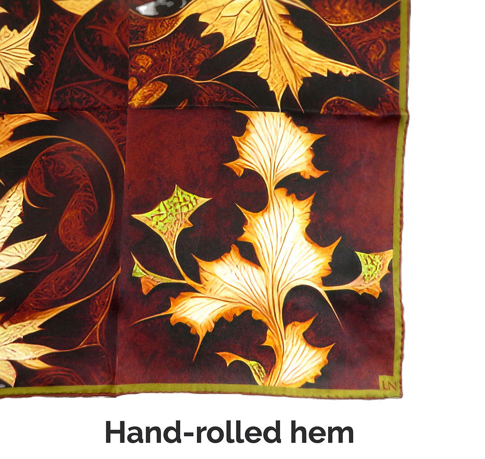 Thumbnail: Silk Neckerchief, "Autumn Leaves", Small Brown Scarf