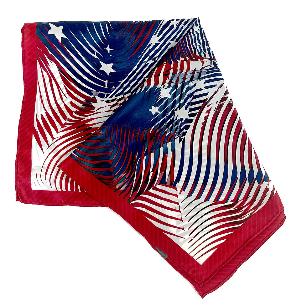 Thumbnail: Pure Silk Pocket Square, Red White and Blue Stars and Stripes, Gift for Husband