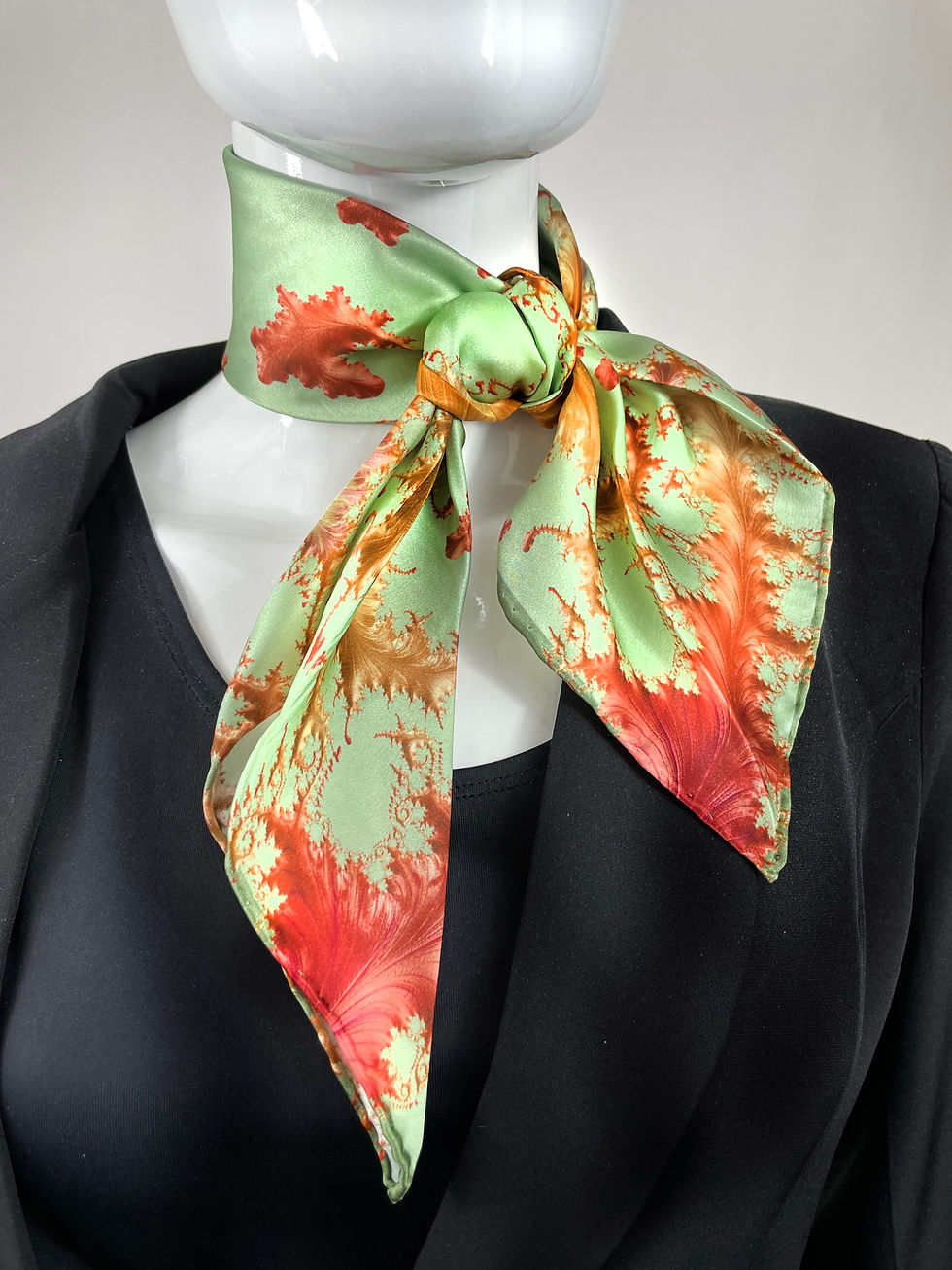 Thumbnail: Light Green Silk Neckerchief, "Tidepool" in 2 sizes