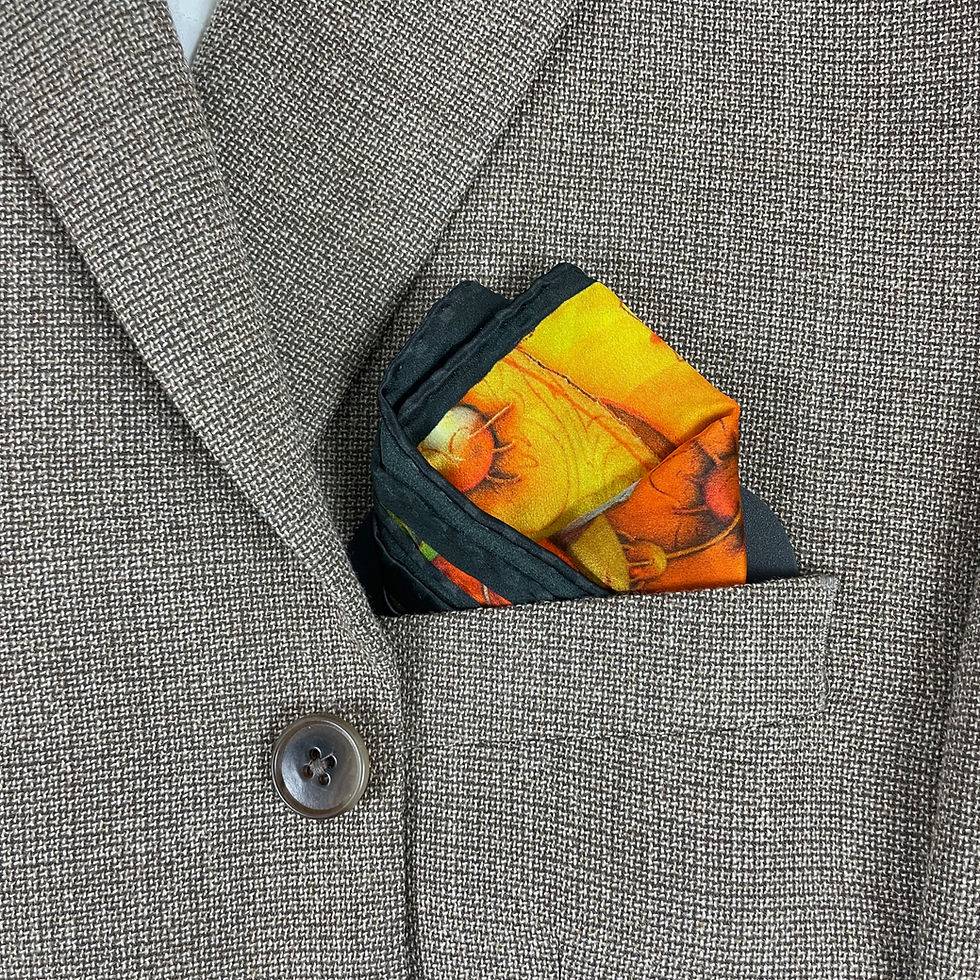 Thumbnail: Bright Colored Silk Pocket Square "von Neumann", 3D Fractal design