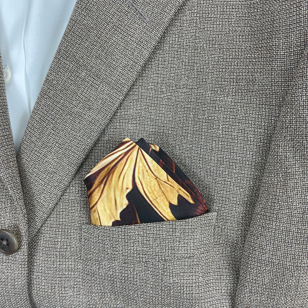 Thumbnail: Brown Silk Pocket Square, "Autumn Leaves" Design, Gifts for Men, Science gifts