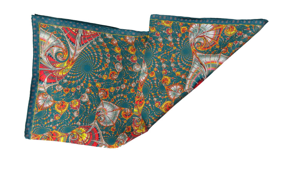 Thumbnail: Forest Green Silk Pocket Square, "Tapestry" men's handkerchief