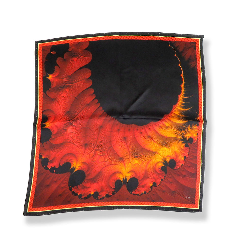 Thumbnail: Red and Black Mini-Scarf,  16" Silk Square "Crescendo"