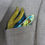 Thumbnail: Mulberry Silk Blue and Yellow Pocket Square, "Mosaic", Gift for Man
