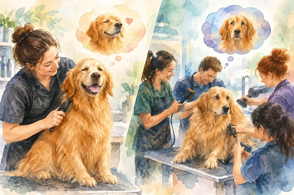 One Groomer vs Rotating Staff: What Dogs Feel