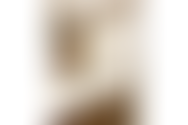 Modern bathroom vanity with white countertop, wooden cabinets, and a large mirror.