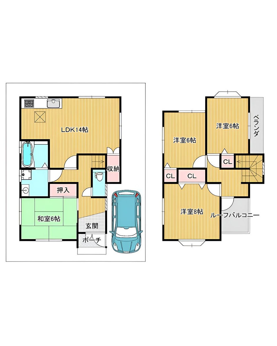 4LDK House in Ikoma, Nara layout