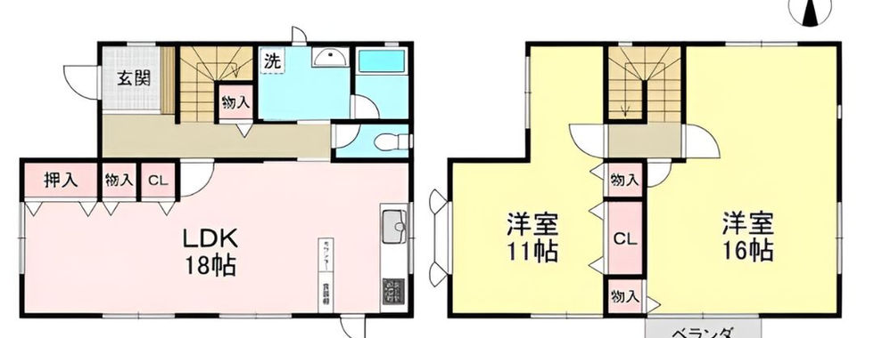 2LDK House in Kitakatsuragi, Nara layout