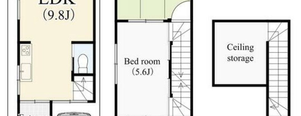 Two-story floor plan with LDK, bedrooms, bath, and balconies.